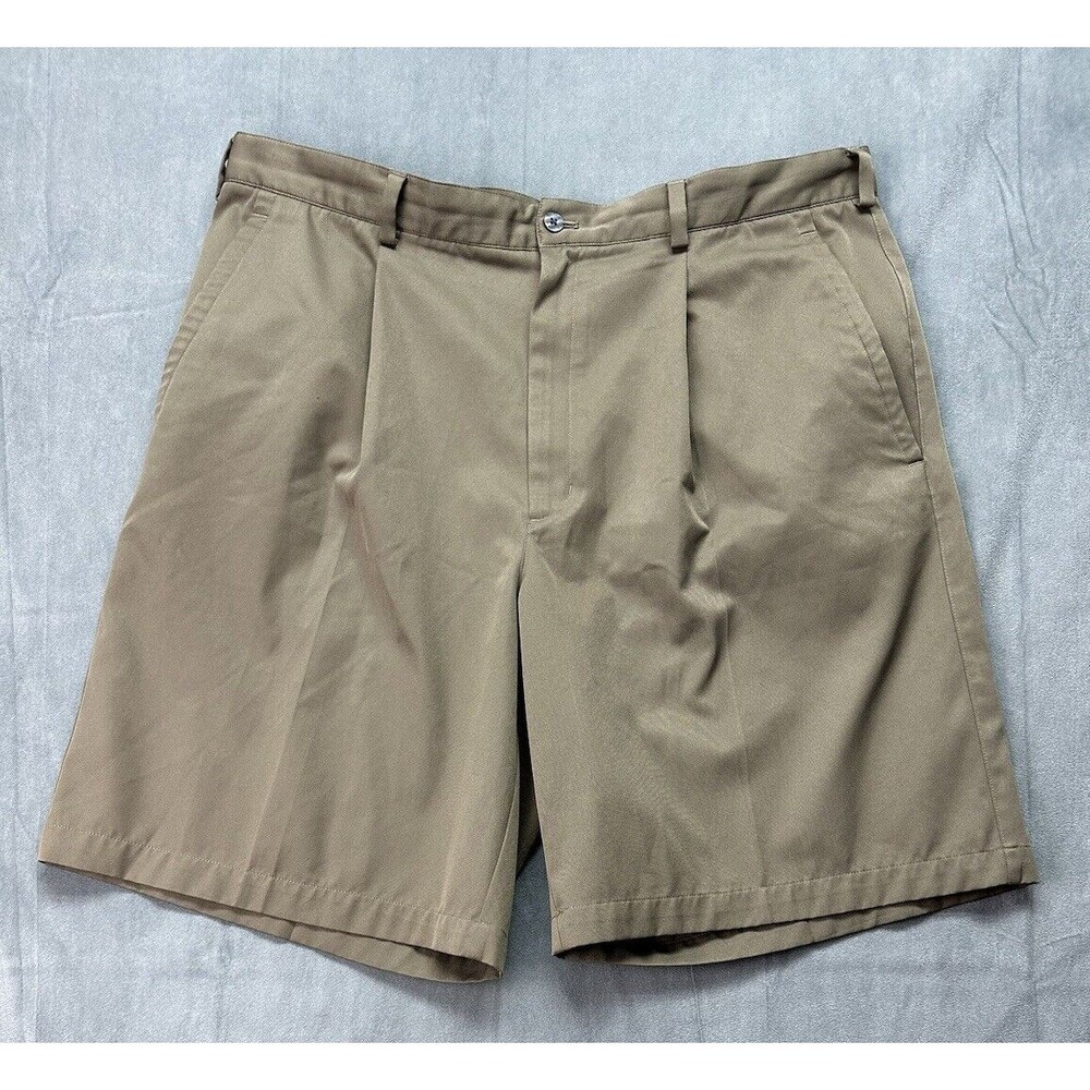 Nike Golf DriFit Mens Shorts Size 40 Tan Khaki Chino Zip Fly Pleated STAINS